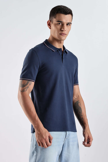Orion Blue cotton polo tshirt for men, premium, water proof, antistain, and anti odour.