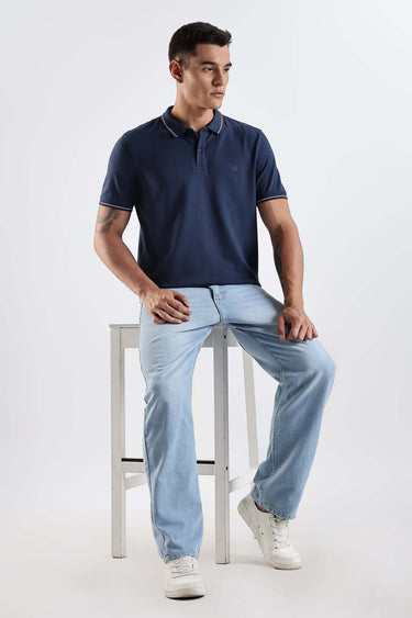 Orion Blue cotton polo tshirt for men, premium, waterproof, antistain, anti odour, stylish and comfortable.