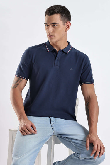Orion Blue cotton polo tshirt for men, premium, waterproof, antistain, and anti odour, perfect for stylish everyday wear.