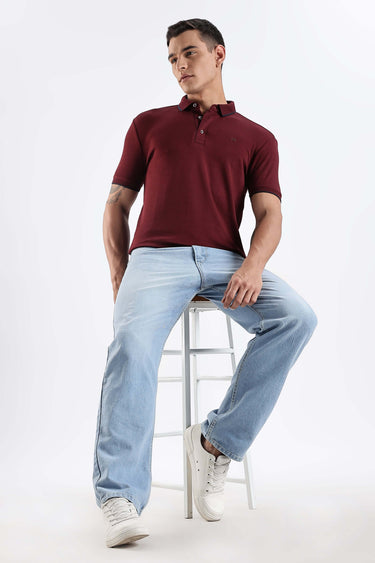 Country Wine cotton polo t-shirt on model, showcasing premium style and comfort for men.