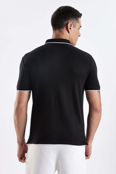 Black Primal cotton polo tshirt, premium style with antistain, anti odour features for men.