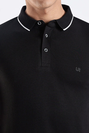 Black Primal cotton polo tshirt, stylish and comfortable with premium quality design.