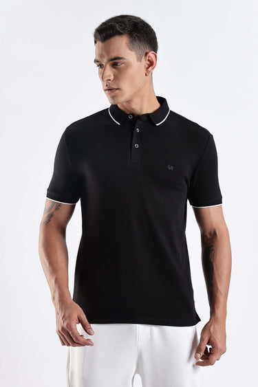 Black Primal cotton polo t-shirt for men, stylish and comfortable with premium features.
