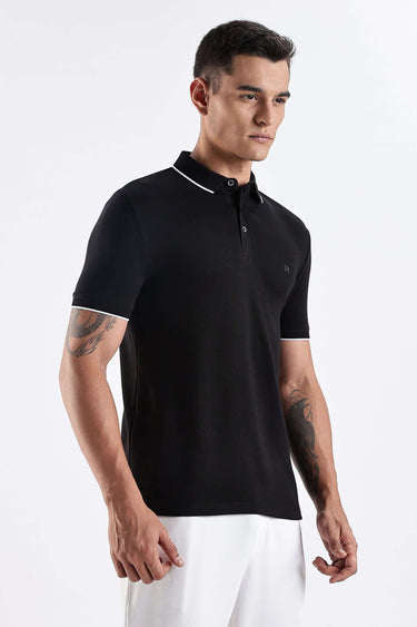 Black Primal cotton polo tshirt for men, premium and stylish with antistain and anti-odour features.
