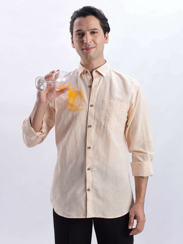 Sandy Sunset premium linen shirt from turms intelligent apparel, showcasing a stylish and breathable design.
