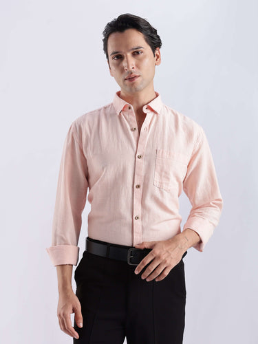 Peach Fuzz premium linen shirt from turms intelligent apparel imported fabric breathable and stylish.