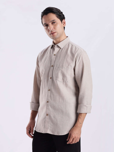 Irish Cream premium linen shirt from Turms Intelligent Apparel, breathable and water repellent.