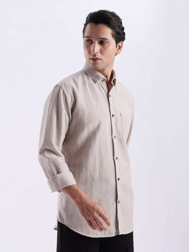 Irish Cream premium linen shirt from turms intelligent apparel, breathable and water repellent.