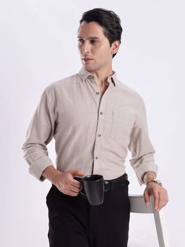 Irish Cream premium linen shirt from turms intelligent apparel, breathable and stylish for everyday luxury.