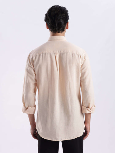 Sandy Sunset back view of the Turms Intelligent Linen Luxe Shirt showcasing premium linen fabric and stylish design.