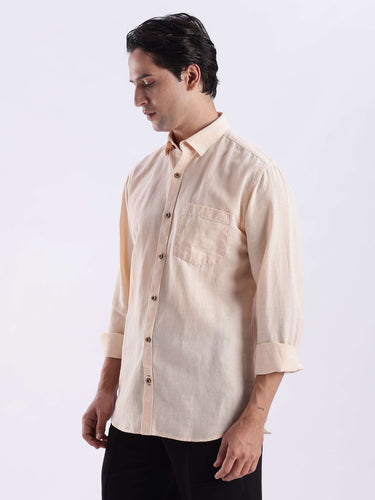 Sandy Sunset premium linen shirt from turms intelligent apparel showcasing breathable and stylish design for everyday luxury.