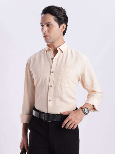 Sandy Sunset premium linen shirt from turms intelligent apparel, stylish and breathable clothing for everyday luxury.
