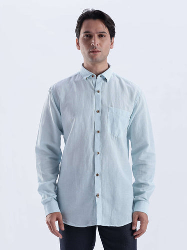Moon Mist premium linen shirt from turms intelligent apparel with anti-stain and water-repellent features.