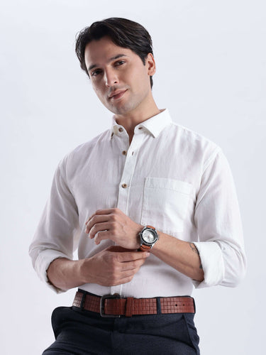White Elephant - premium linen shirt from Turms Intelligent Apparel, showcasing stylish design and functionality.