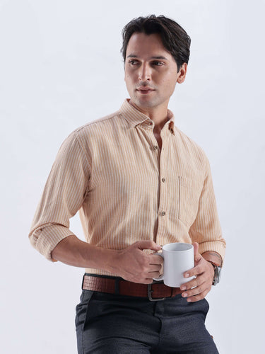 Iced Mokha premium linen shirt from Turms Intelligent Apparel for stylish, breathable, and durable wear.
