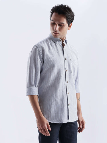 Skyline Blue premium linen shirt from turms intelligent apparel with anti-stain and breathable features.
