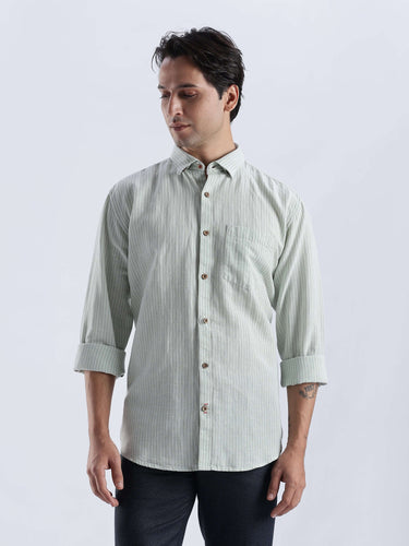 Pistachio Green premium linen shirt from turms intelligent apparel, featuring a stylish design and breathable fabric.