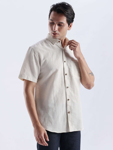 Sandy Glow linen shirt, premium Turms Intelligent apparel, short sleeve, water proof, anti odour, anti stain.