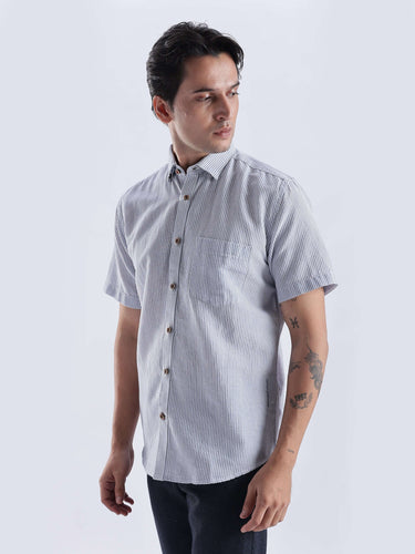 Jordy Blue linen shirt from turms intelligent apparel, anti stain, waterproof, breathable, best linen in India.