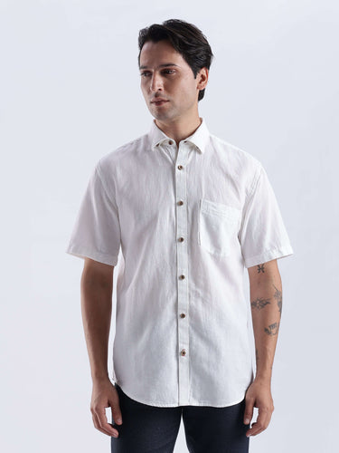 Snow Fox premium linen shirt from turms intelligent apparel with button-down and chest pocket