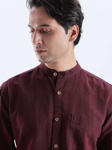 Windsor Wine 2.0 linen shirt, premium anti-odour, anti-stain, waterproof features for everyday luxury.