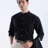 Nocturne Black premium linen shirt from turms intelligent apparel, breathable and stylish for everyday luxury.