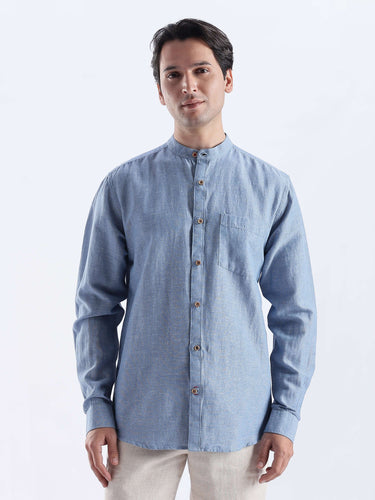 Onxy Teal 2.0 linen shirt featuring waterproof, anti-odour, and anti-stain technology in premium Turms Intelligent apparel.