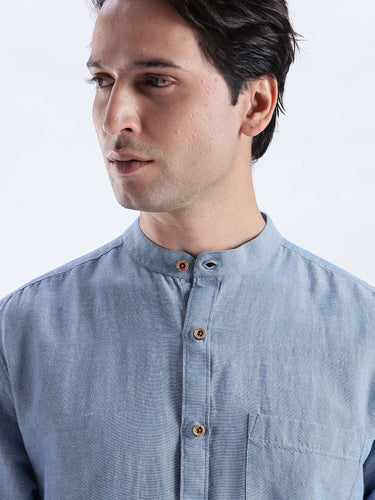 Onxy Teal 2.0 linen shirt showcasing premium quality, waterproof, anti-odour, and anti-stain features in stylish design.