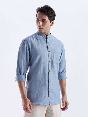 Onxy Teal 2.0 linen shirt, premium anti odour, anti stain, waterproof, Turms intelligent apparel, stylish everyday luxury.