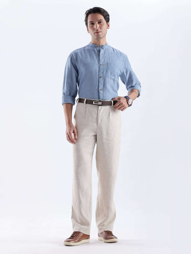 Onxy Teal 2.0 linen shirt, waterproof, anti-odour, anti-stain, luxury menswear from Turms Intelligent Apparel.