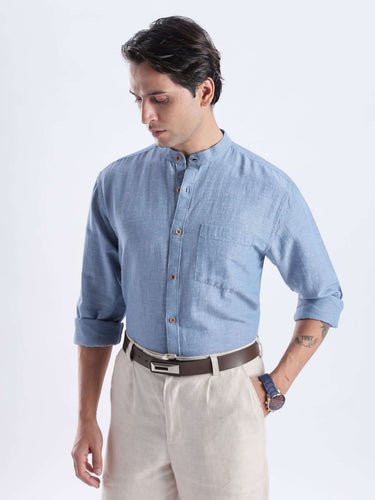 Onxy Teal 2.0 linen shirt, premium quality, water proof, anti odour, anti stain - Turms Intelligent Apparel