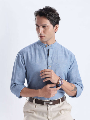Onxy Teal 2.0 linen shirt, waterproof, anti-odour, anti-stain premium Turms Intelligent Apparel.