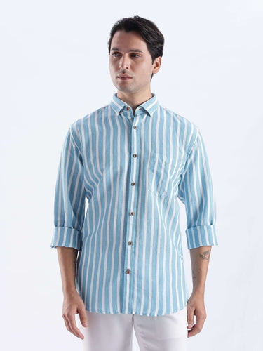 Cerulean Monk premium linen shirt from turms intelligent apparel with breathable anti-odour fabric