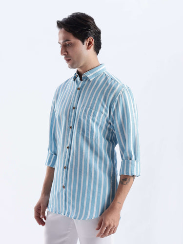 Cerulean Monk, premium linen shirt from Turms Intelligent Apparel, breathable and stylish with anti-odour properties.