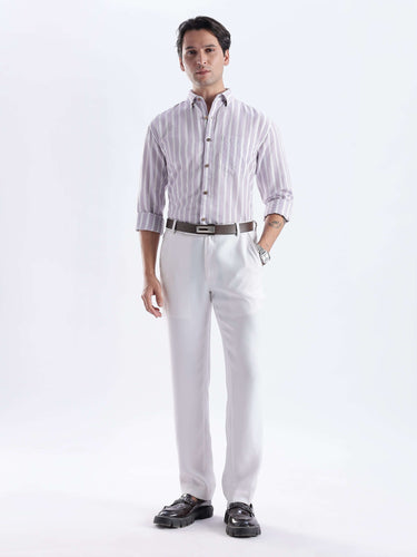 Wild Lavender premium linen shirt from Turms Intelligent Apparel, stylish and breathable with anti-stain features.
