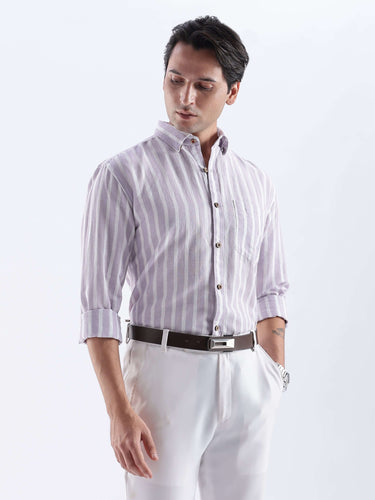 Wild Lavender premium linen shirt from turms intelligent apparel, breathable and stylish with anti-stain features.