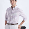Wild Lavender premium linen shirt from turms intelligent apparel with stylish stripes and a crisp finish.