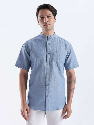 Ocean Mist linen shirt from turms intelligent apparel, anti stain, waterproof, anti odour, breathable, best linen in india.