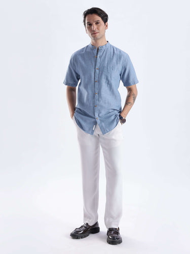 Ocean Mist: linen shirt from turms intelligent apparel, anti stain, waterproof, breathable, best linen in India.