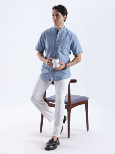 Ocean Mist linen shirt from turms intelligent apparel, breathable, anti-odour, waterproof, fast delivery.
