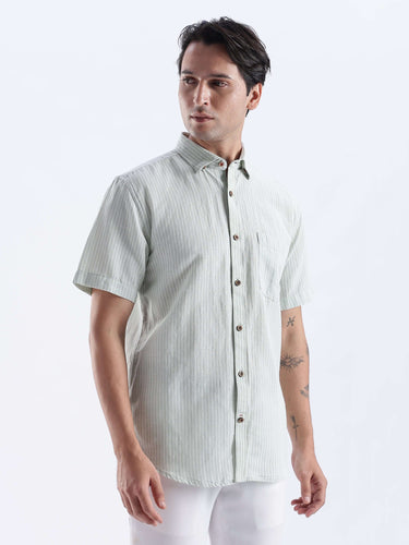 Limey Cream linen shirt, waterproof, anti-odour, anti-stain, premium Turms Intelligent apparel.