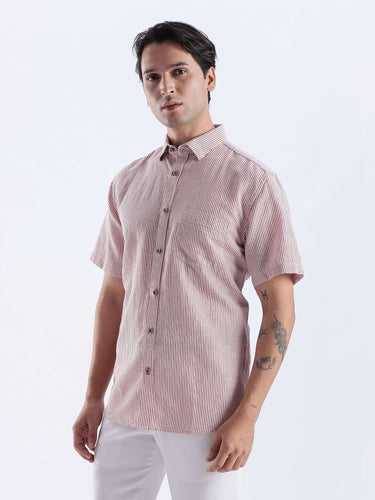 Bordeaux Maroon Turms Intelligent Linen Shirt, breathable, anti-stain, waterproof, imported fabric, perfect for luxury wear.