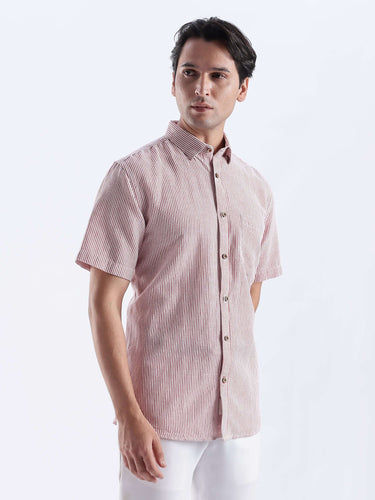 Bordeaux Maroon linen shirt from Turms Intelligent Apparel, anti-stain, waterproof, breathable fabric.