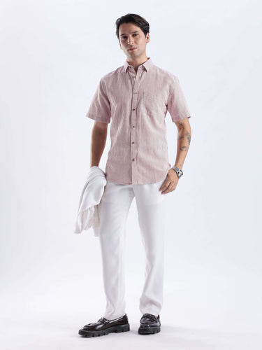 Bordeaux Maroon linen shirt from turms intelligent apparel, breathable and anti-odour, perfect for everyday luxury.