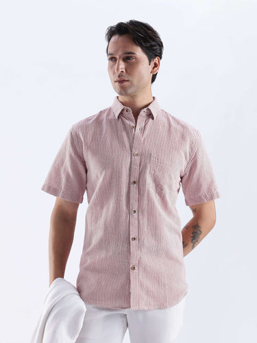 Bordeaux Maroon linen shirt from Turms Intelligent Apparel, featuring anti-stain, waterproof, and breathable fabric.