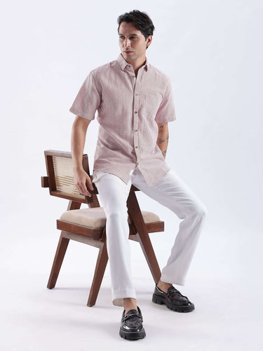 Bordeaux Maroon linen shirt from Turms Intelligent Apparel, showcasing its breathable and anti-odour features.