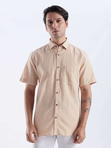 Cinnamon Dream premium linen shirt, waterproof, anti-odour, anti-stain, stylish design by Turms Intelligent Apparel.