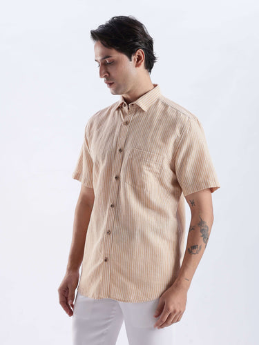 Cinnamon Dream linen shirt, premium and stylish with anti-odour, anti-stain features, perfect for everyday luxury.