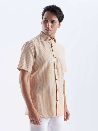Cinnamon Dream linen shirt, water proof, anti odour, anti stain, premium Turms Intelligent apparel, stylish design.