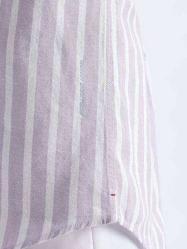 Lilac Haze linen shirt from turms intelligent apparel with stylish stripes and superior quality fabric.